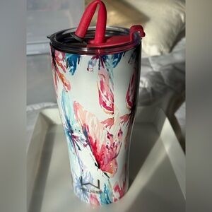 Wellness Floral Insulated Tumbler with stainless steel Straw - 30 oz